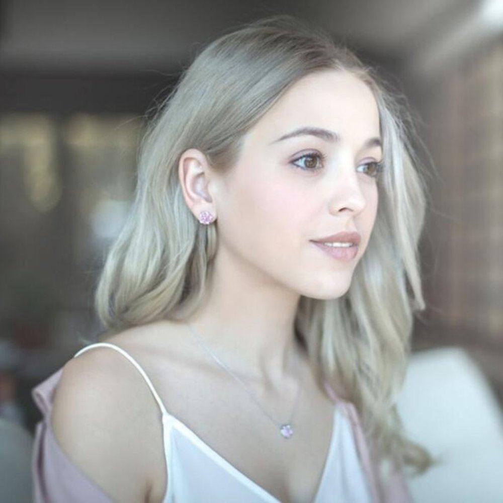 *NEW 925 Sterling Silver Diamond Flower Earrings - Picture 7 of 7